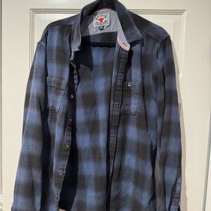 Flag and Anthem Desert Son Blue and Black Plaid Button-Up Shirt